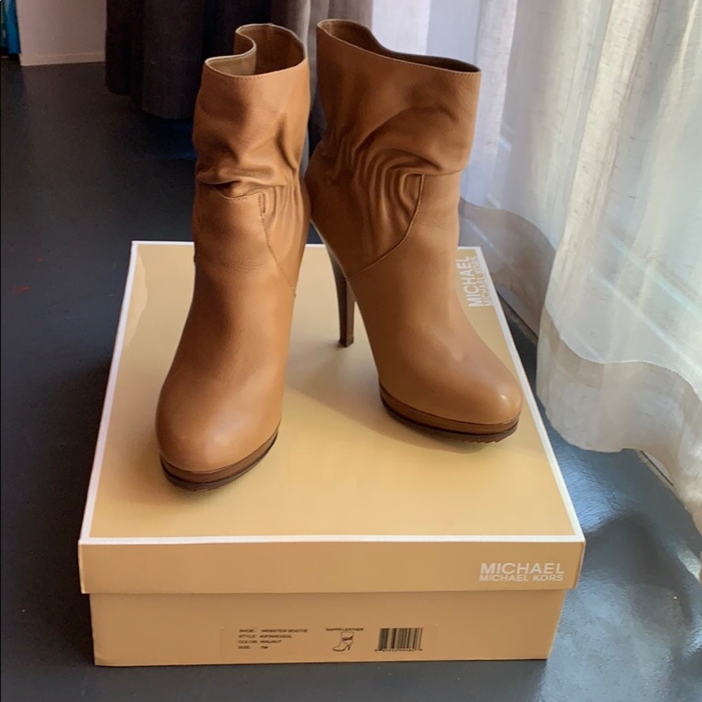 Michael Kors Western Bootie in Walnut